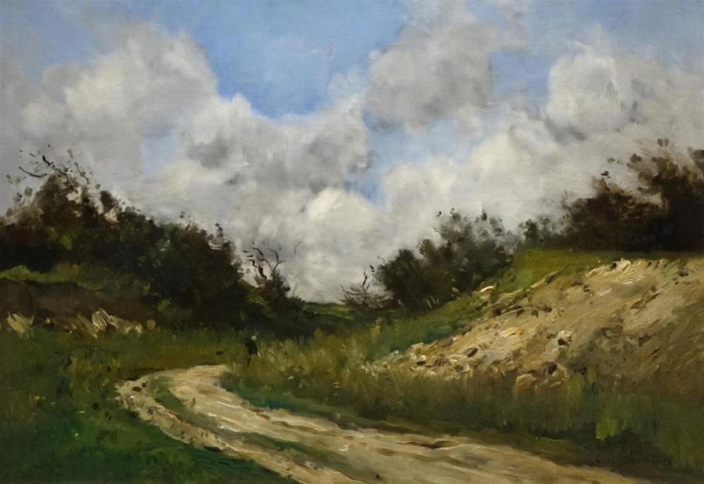 Escursionista nel paesaggio estivo